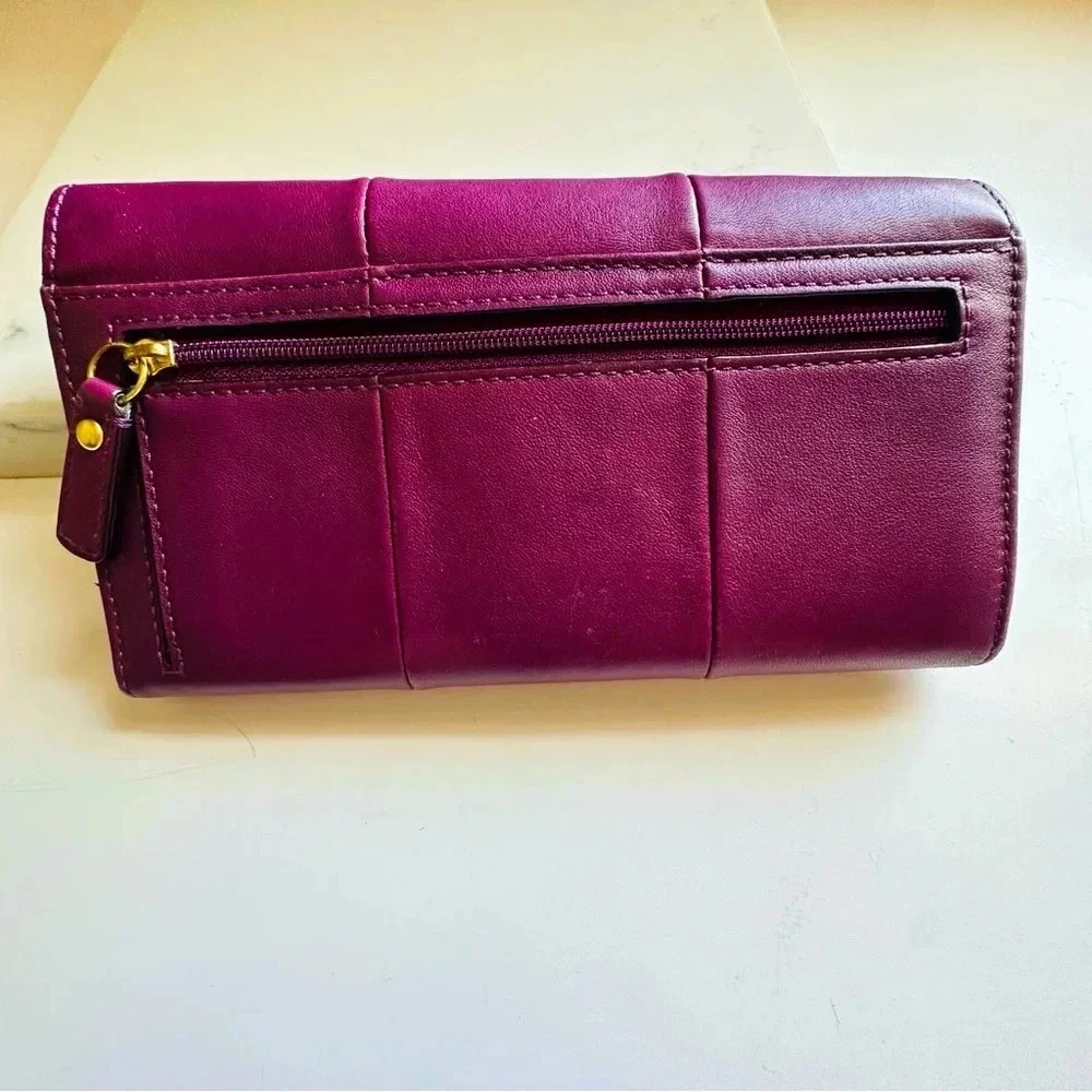 Coach Kristin Large Leather Checkbook Tri Fold Envelope Wallet